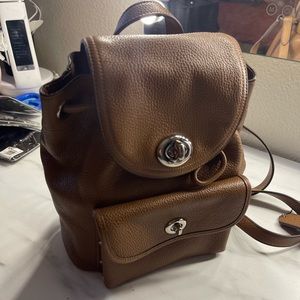 Coach mini brown leather backpack